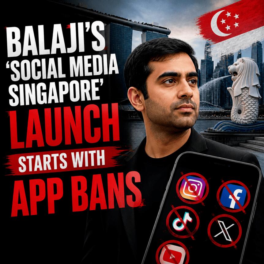 Balaji的“新加坡社交媒体”计划启动，从应用禁令开始