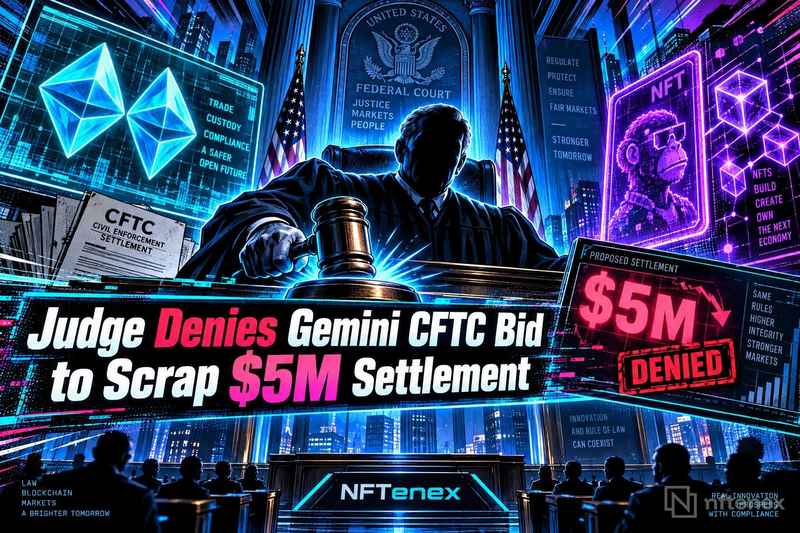 法官驳回Gemini-CFTC撤销500万美元和解协议的请求 | NFTenex