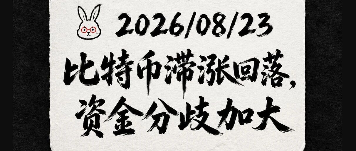 0823兔子加密日报：比特币滞涨回落，资金分歧加大